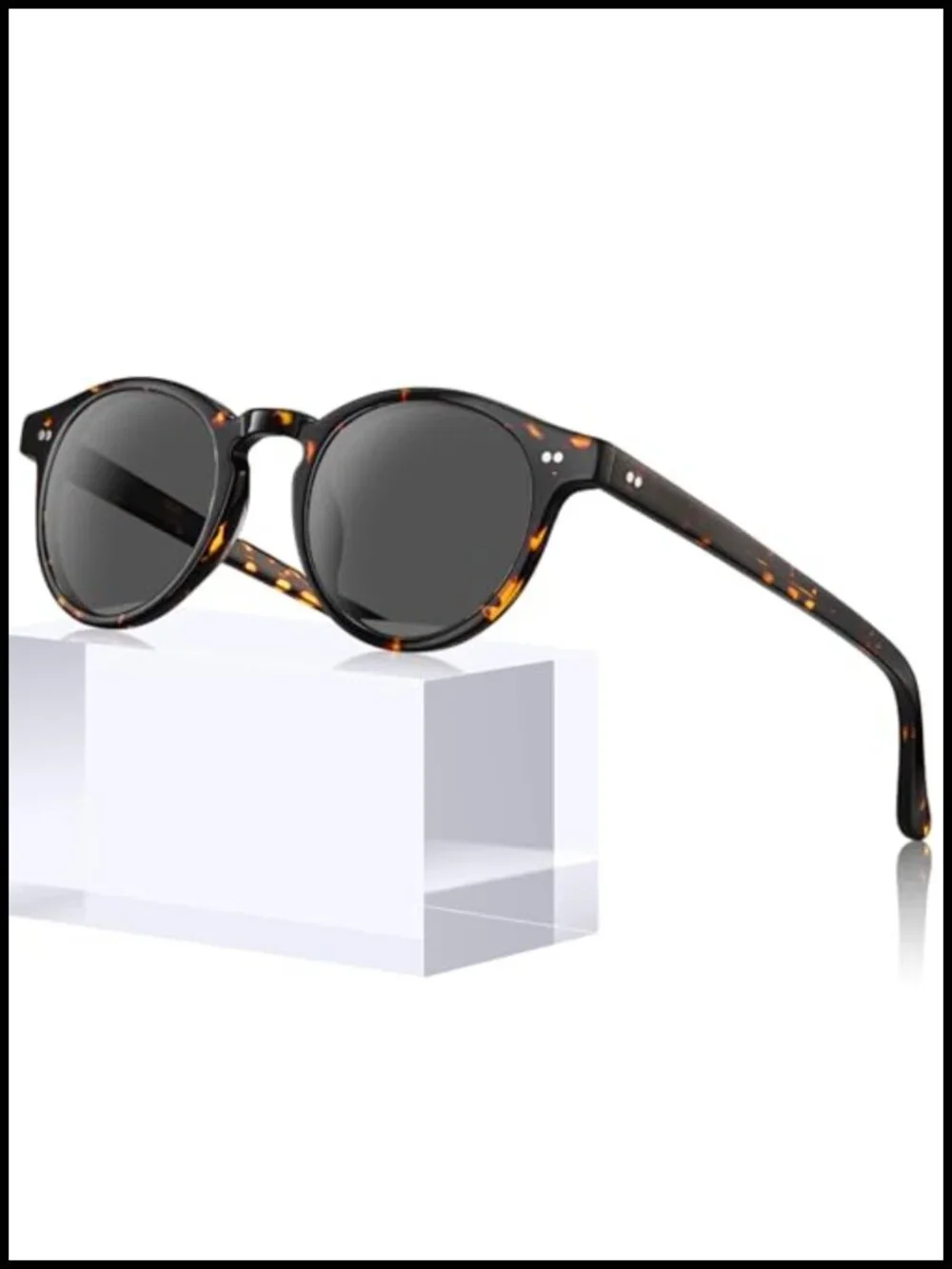 Small Face Round Acetate Sunglasses Polarized UV400 Protection